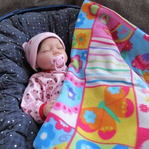 Baby blanket Fleece Bird Butterfly Flowers Burp cloth changing pad